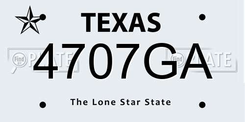 4707GA Texas License Plate