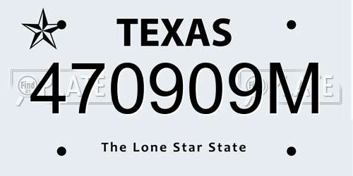 470909M Texas License Plate