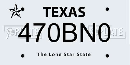 470BN0 Texas License Plate