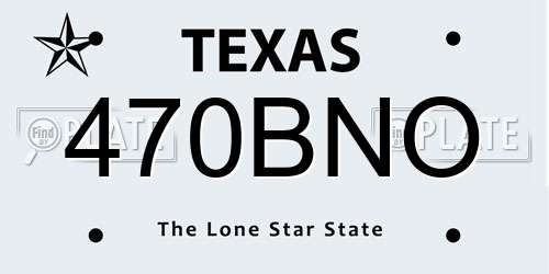 470BNO Texas License Plate