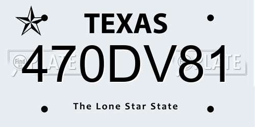 470DV81 Texas License Plate