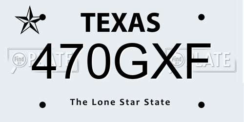 470GXF Texas License Plate