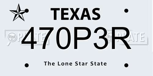 470P3R Texas License Plate