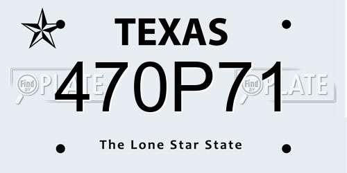 470P71 Texas License Plate