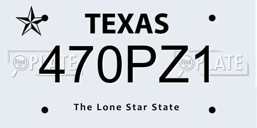 470PZ1 Texas License Plate