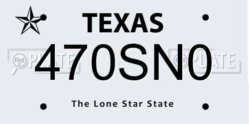 470SN0 Texas License Plate