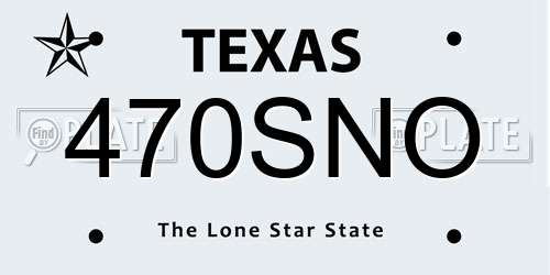 470SNO Texas License Plate