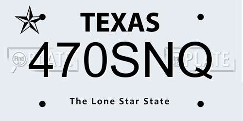 470SNQ Texas License Plate