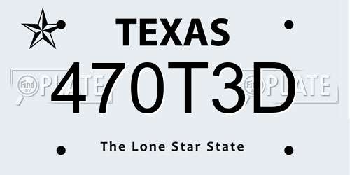 470T3D Texas License Plate