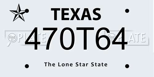 470T64 Texas License Plate