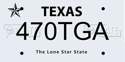 470TGA Texas License Plate