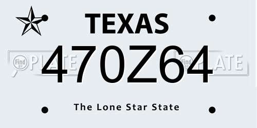 470Z64 Texas License Plate