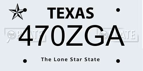 470ZGA Texas License Plate