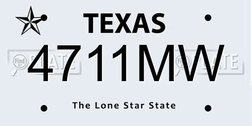 4711MW Texas License Plate