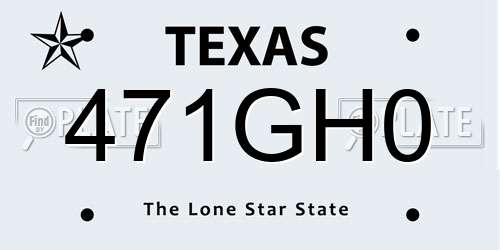471GH0 Texas License Plate