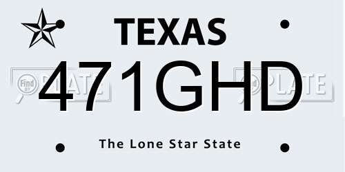 471GHD Texas License Plate