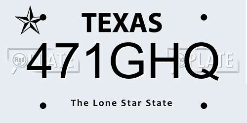 471GHQ Texas License Plate