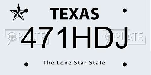 471HDJ Texas License Plate