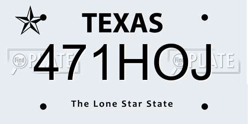 471HOJ Texas License Plate