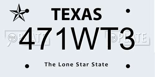 471WT3 Texas License Plate