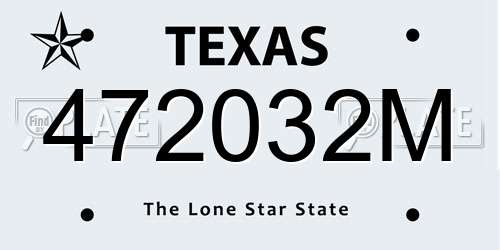 472032M Texas License Plate