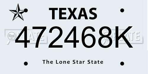472468K Texas License Plate