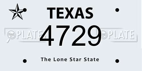 4729 Texas License Plate