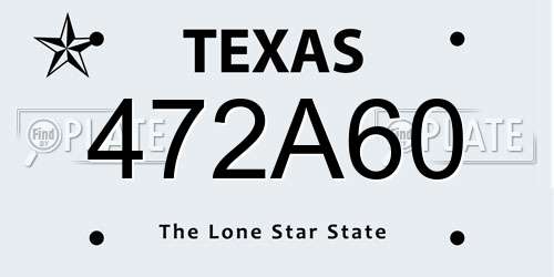 472A60 Texas License Plate