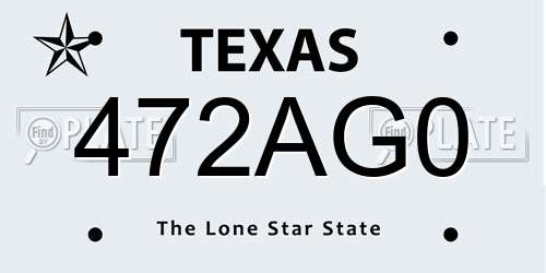 472AG0 Texas License Plate