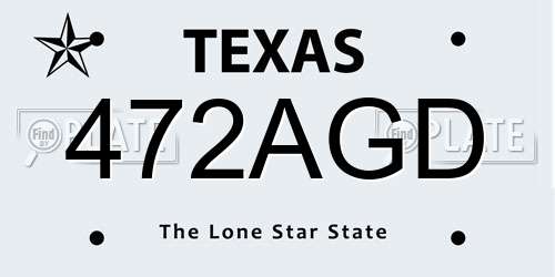 472AGD Texas License Plate