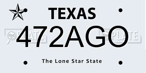 472AGO Texas License Plate