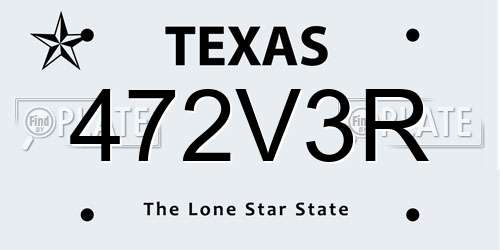 472V3R Texas License Plate