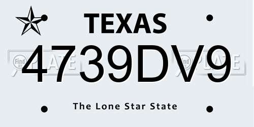 4739DV9 Texas License Plate