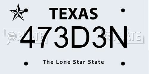 473D3N Texas License Plate