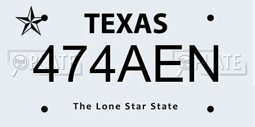 474AEN Texas License Plate