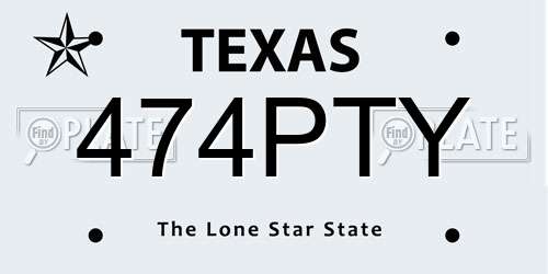 474PTY Texas License Plate