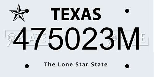 475023M Texas License Plate