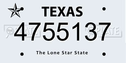 4755137 Texas License Plate