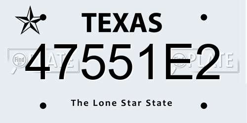 47551E2 Texas License Plate