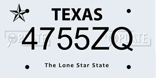 4755ZQ Texas License Plate