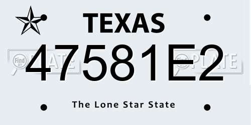 47581E2 Texas License Plate