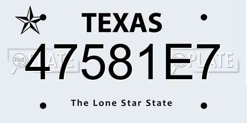47581E7 Texas License Plate
