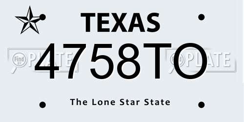 4758TO Texas License Plate