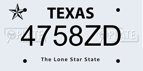 4758ZD Texas License Plate