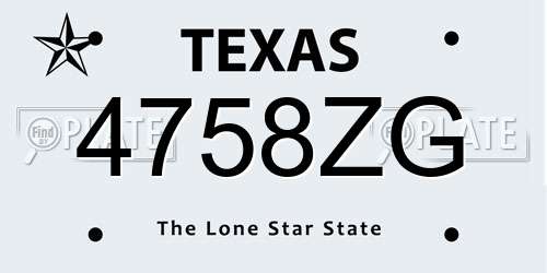 4758ZG Texas License Plate