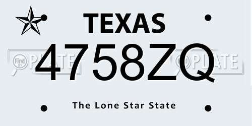 4758ZQ Texas License Plate