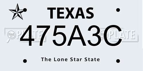475A3C Texas License Plate