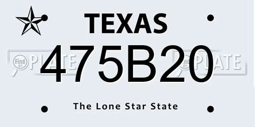 475B20 Texas License Plate