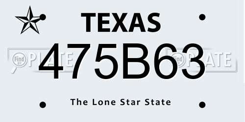 475B63 Texas License Plate