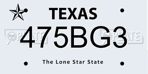 475BG3 Texas License Plate